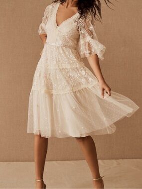 *NEW Needle & Thread Pennyflower Dress Ivory Champagne Embroidery Tulle Size 18